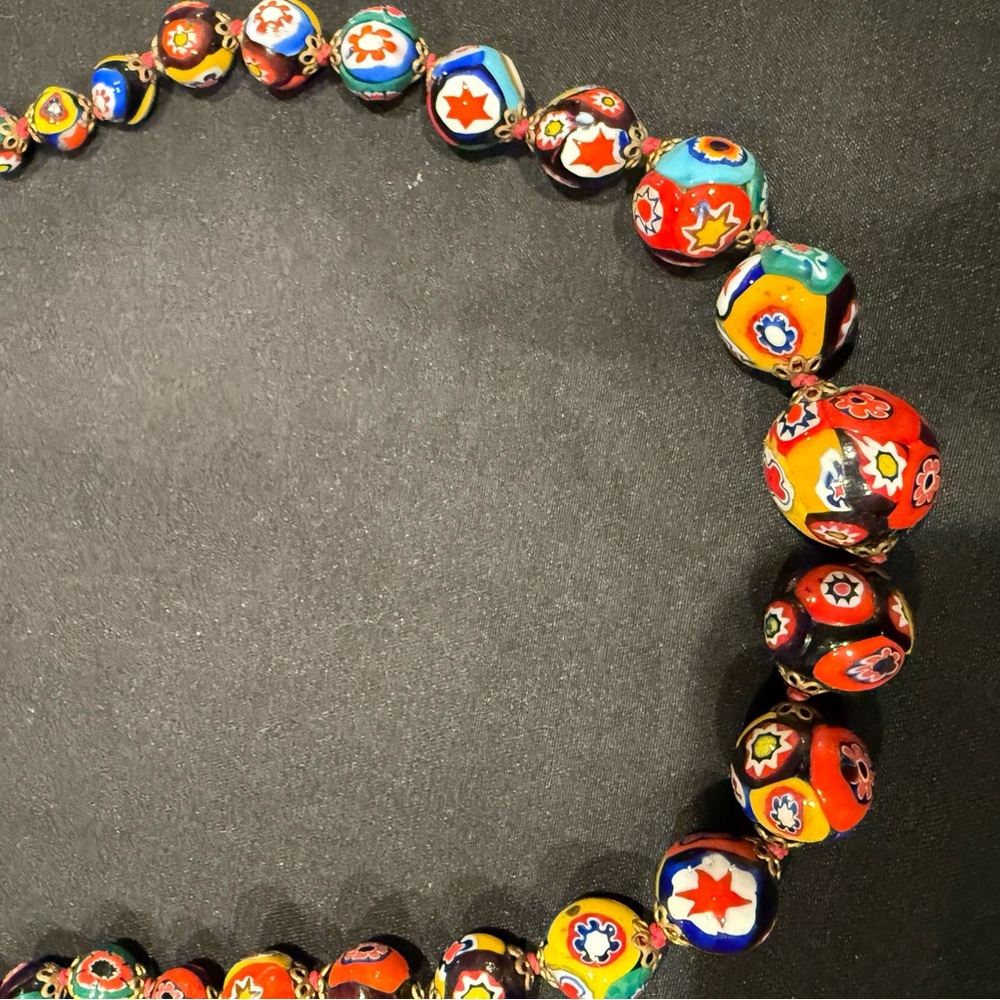 Vintage ERCOLE MORETTI Murano Glass Graduated Bead Millefiori Stunning Necklace - Picture 9 of 16